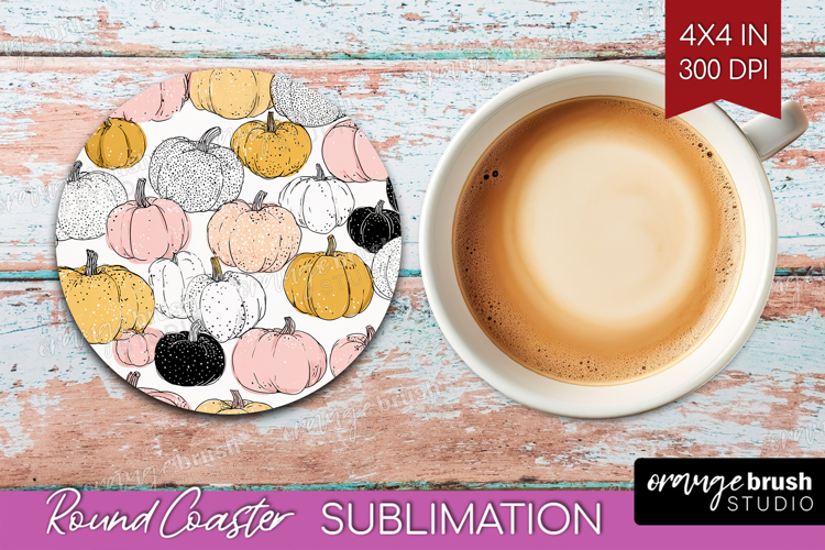 Boho Pumpkin Round Coaster - Coquette Coaster PNG
