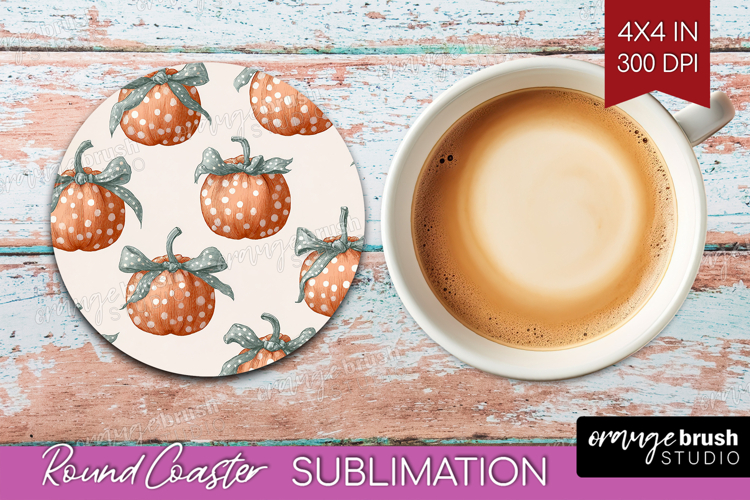 Boho Pumpkin Round Coaster - Coquette Coaster PNG