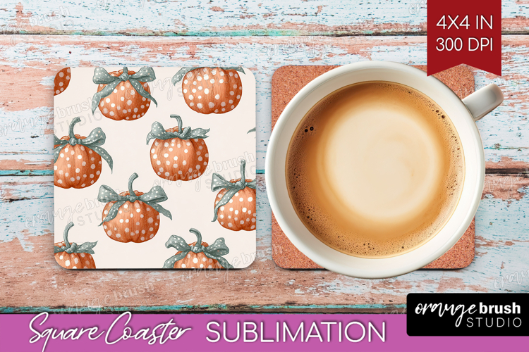 Boho Pumpkin Square Coaster - Coquette Coaster PNG