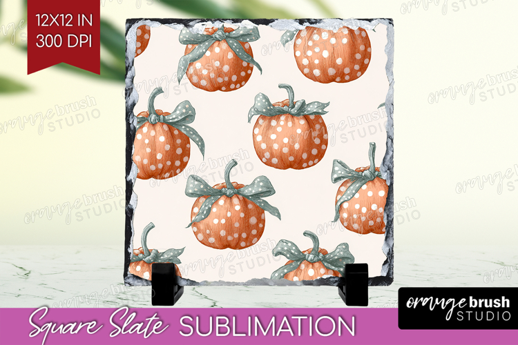 Boho Pumpkin Slate PNG - Coquette Square Slate Sublimation