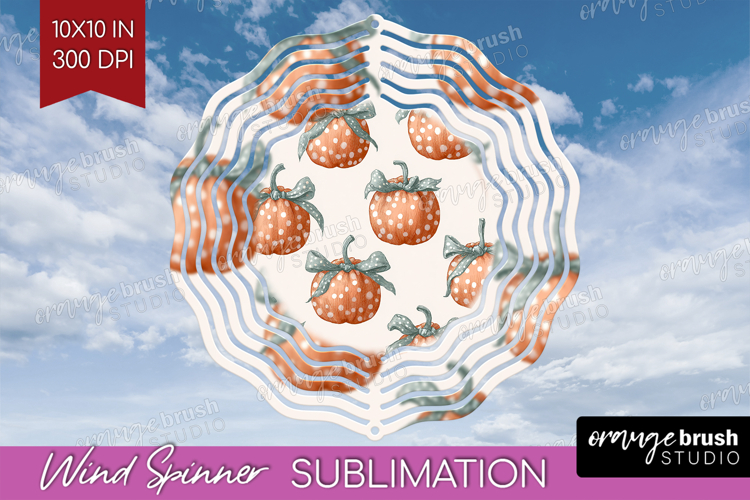Boho Pumpkin Wind Spinner Sublimation PNG - Coquette Round
