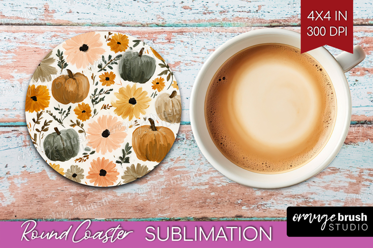 Boho Pumpkin Round Coaster - Coquette Coaster PNG