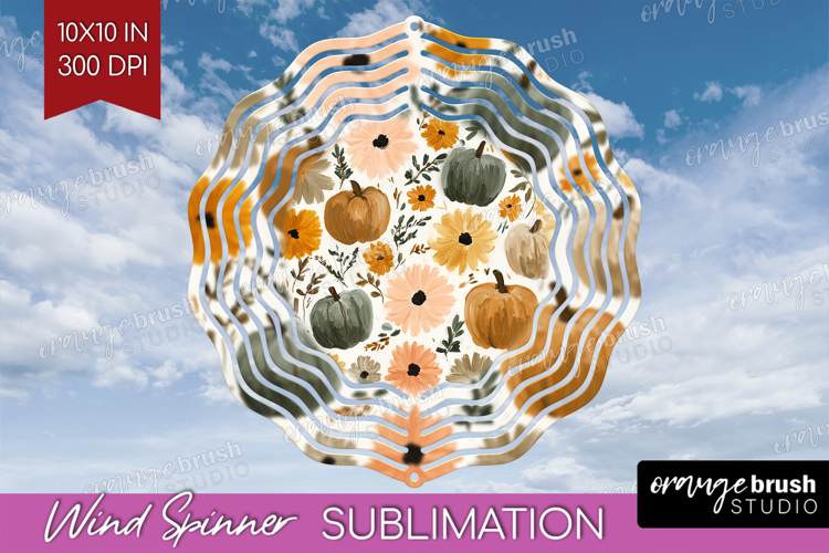 Boho Pumpkin Wind Spinner Sublimation PNG - Coquette Round