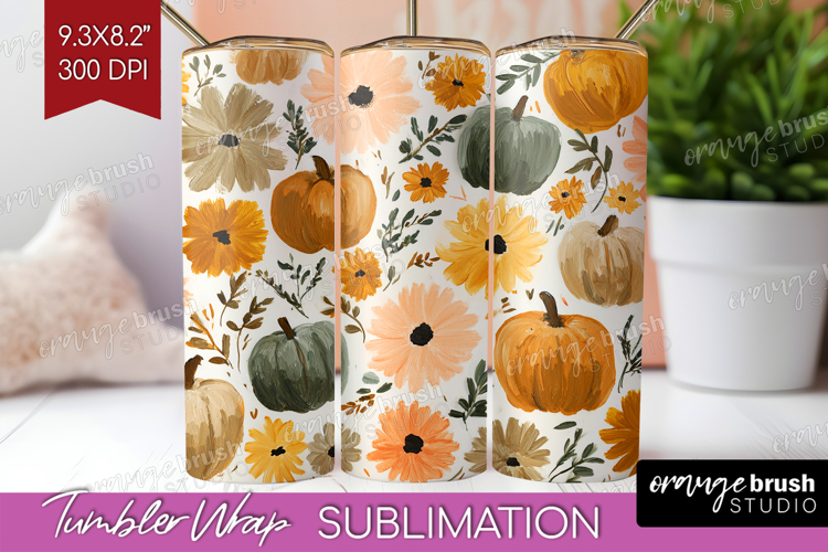 Boho Pumpkin Tumbler Wrap - Coquette Tumbler PNG Sublimation