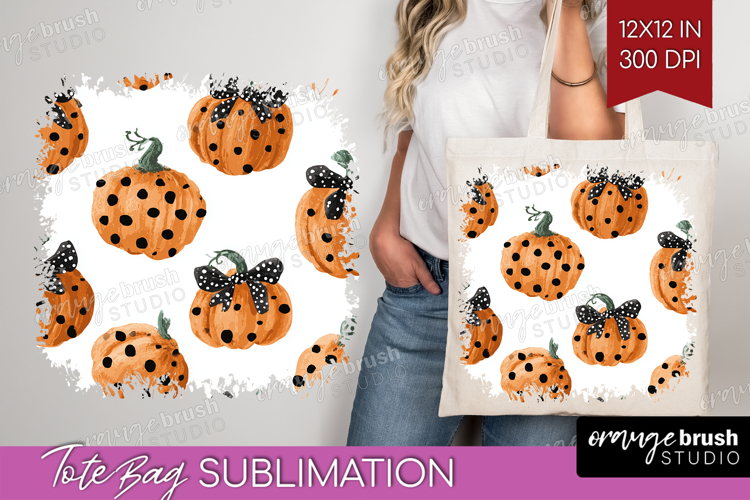 Boho Pumpkin Tote Bag - Coquette Tote Bag PNG Sublimation