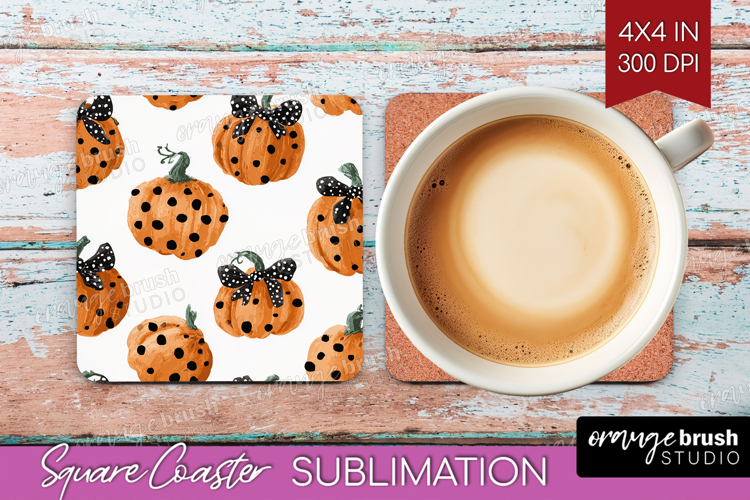 Boho Pumpkin Square Coaster - Coquette Coaster PNG