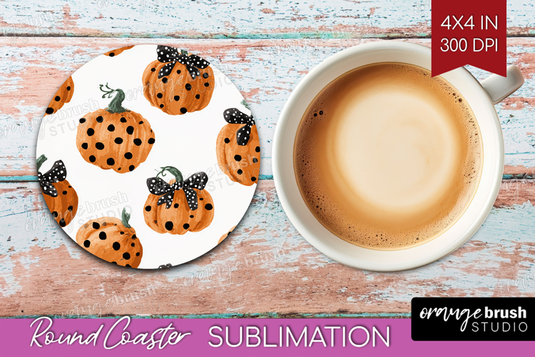 Boho Pumpkin Round Coaster - Coquette Coaster PNG