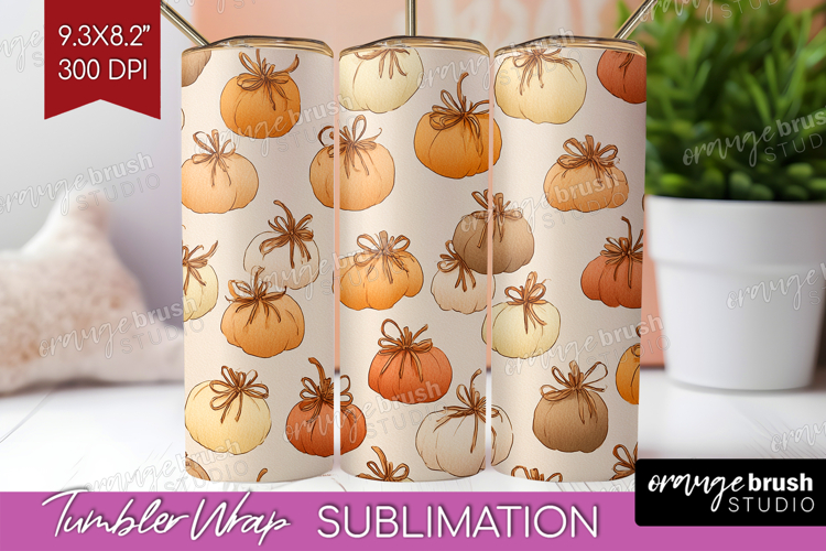Boho Pumpkin Tumbler Wrap - Coquette Tumbler PNG Sublimation