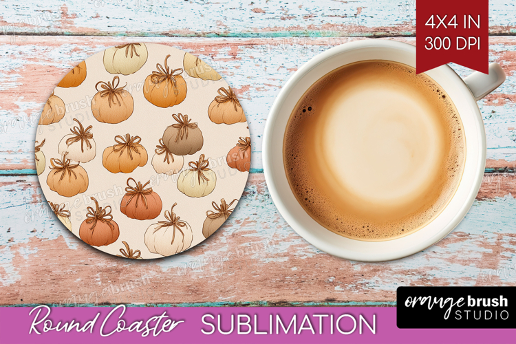Boho Pumpkin Round Coaster - Coquette Coaster PNG