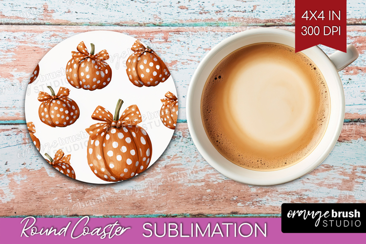 Boho Pumpkin Round Coaster - Coquette Coaster PNG