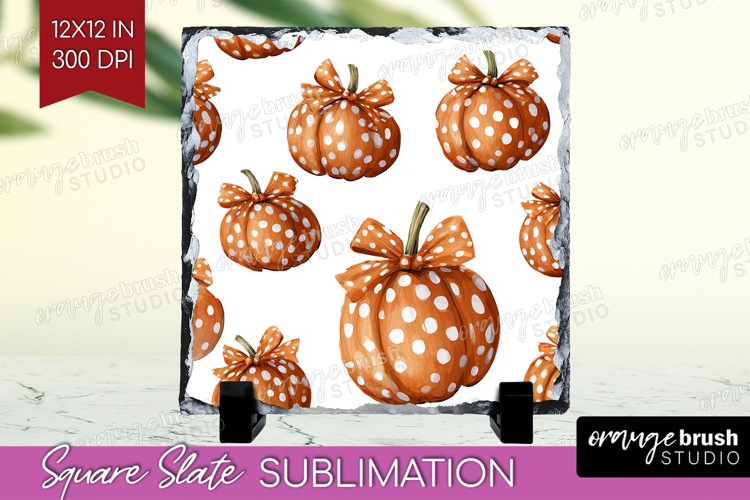 Boho Pumpkin Slate PNG - Coquette Square Slate Sublimation