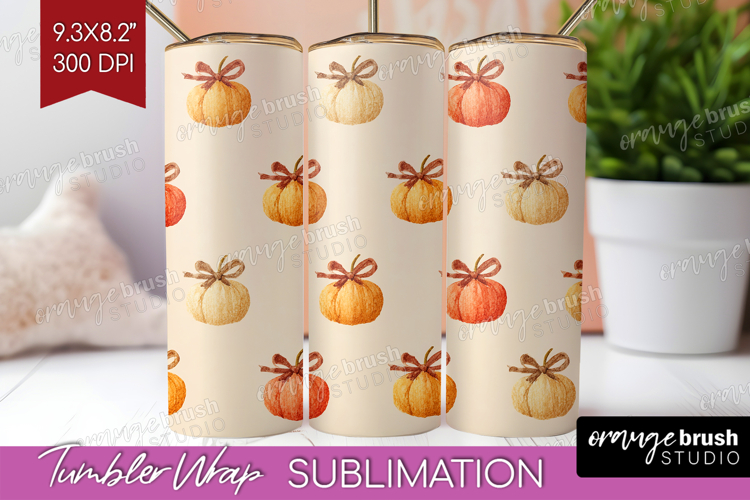 Boho Pumpkin Tumbler Wrap - Coquette Tumbler PNG Sublimation