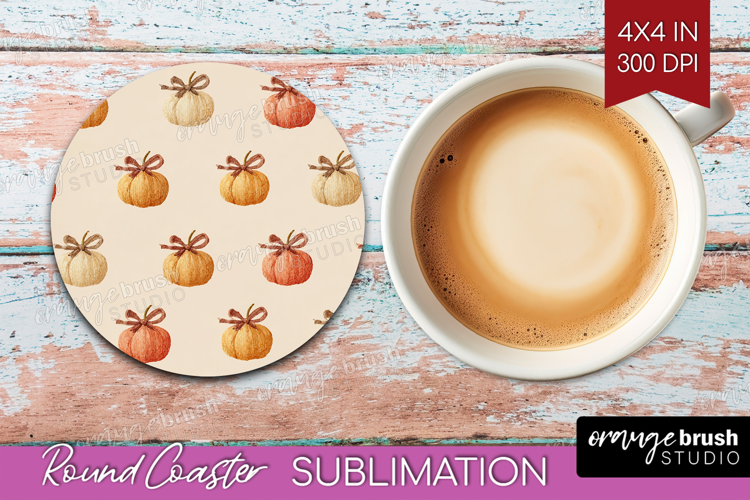 Boho Pumpkin Round Coaster - Coquette Coaster PNG