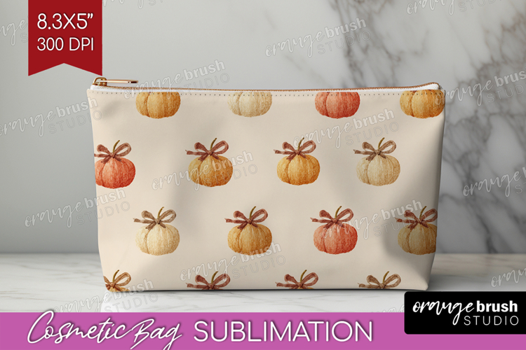 Boho Pumpkin Cosmetic Bag - Coquette Makeup Bag PNG