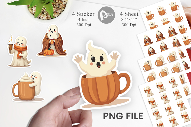 Boho Pumpkin Ghosts Sticker