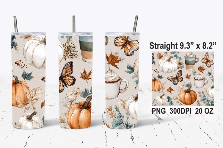 Boho Pumpkin Spice Season Fall Tumbler Wrap, Boho Pumpkin