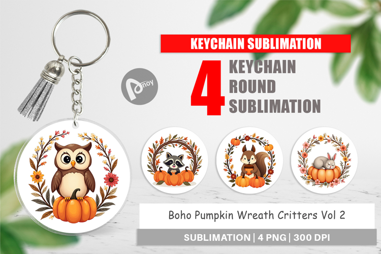 Keychain Boho Pumpkin Critters