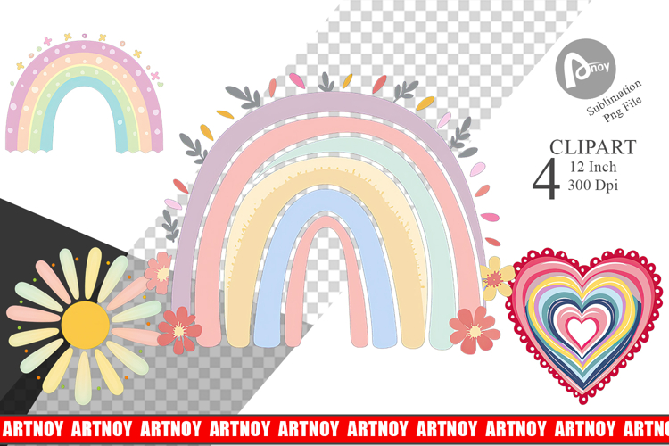 Boho Rainbow Clipart Image 13