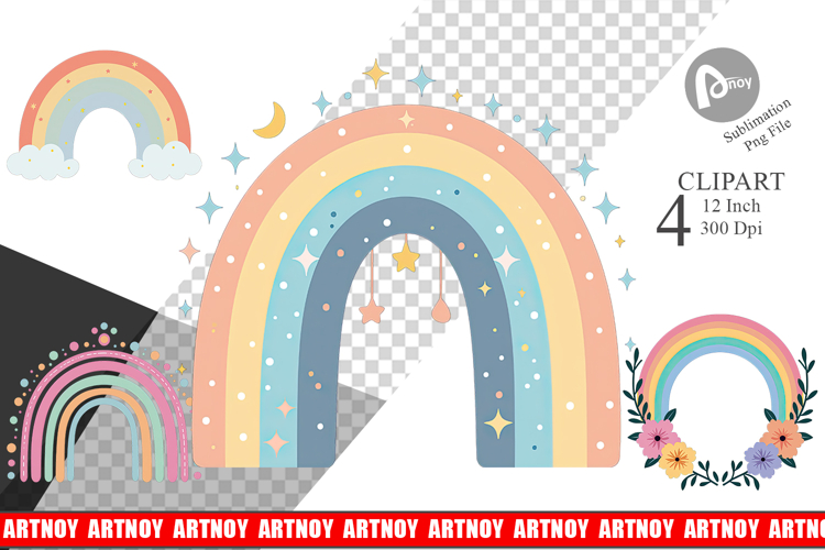 Boho Rainbow Clipart Image 12
