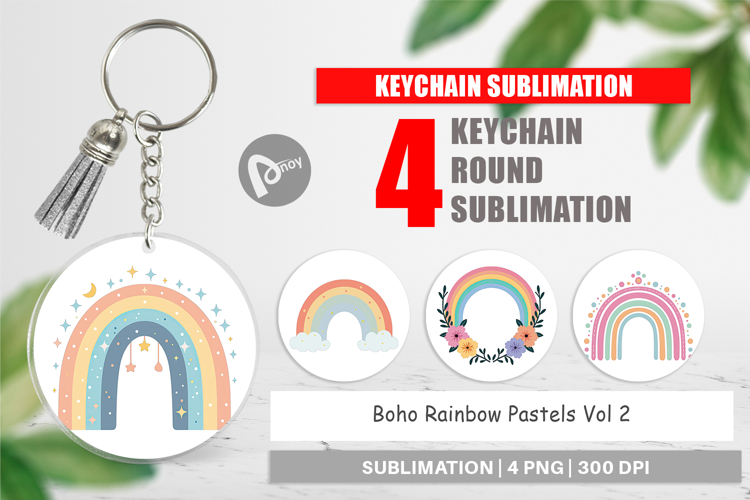 Keychain Boho Rainbow Pastels
