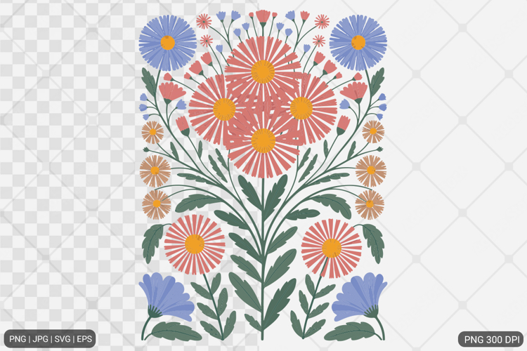 Boho Retro Flower Sublimation SVG PNG