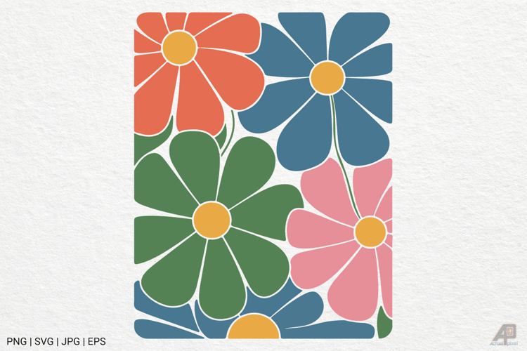Boho Retro Flower Sublimation SVG PNG