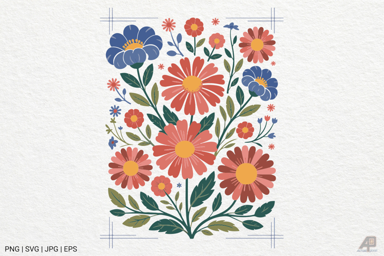 Boho Retro Flower Sublimation SVG PNG