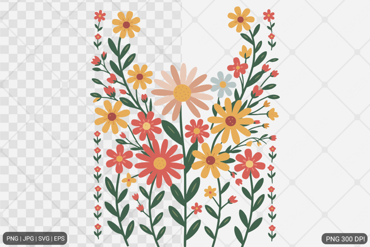 Boho Retro Flower Sublimation SVG PNG example image 1