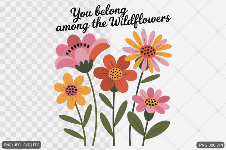 Boho Retro Flowers with Quotes SVG PNG