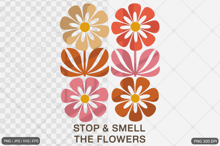 Boho Retro Flowers with Quotes SVG PNG