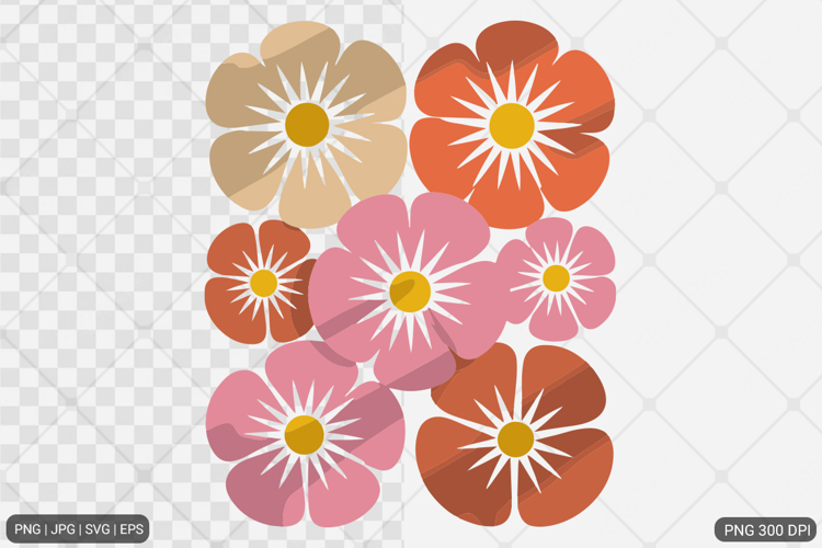 Boho Retro Flowers with Quotes SVG PNG