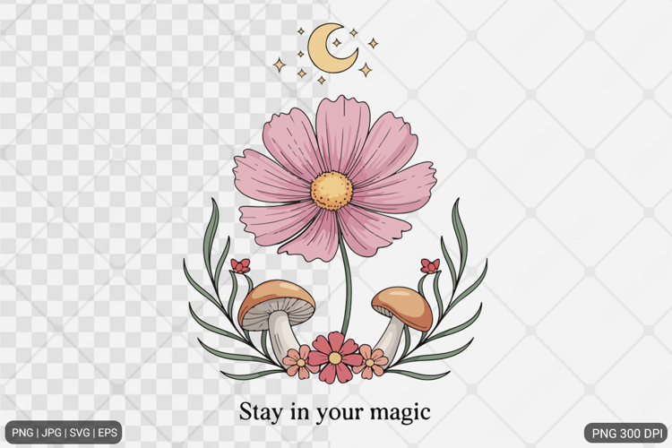 Boho Retro Flowers with Quotes SVG PNG