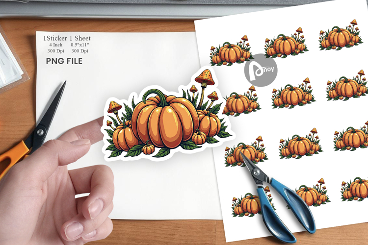 Boho Retro Pumpkin Sticker