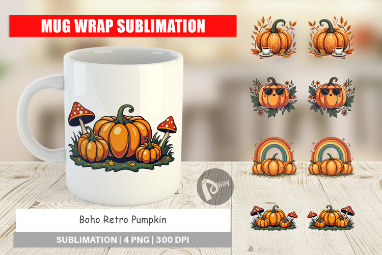 Mug Wrap Boho Retro Pumpkin