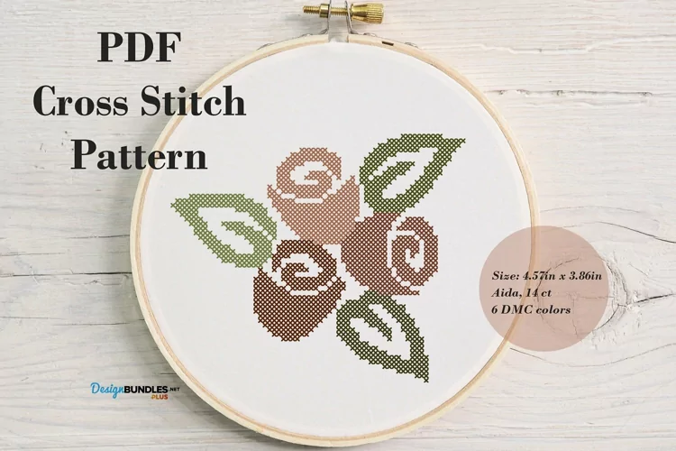 Boho Roses Cross Stitch Pattern - Digital Download PDF
