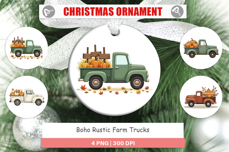 Ornament Boho Farm Trucks