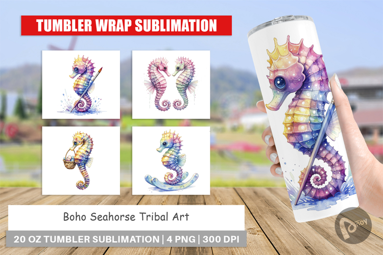 Boho Seahorse Tribal Tumbler