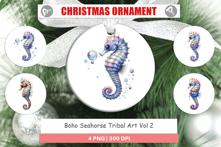 Boho Seahorse Tribal Ornament