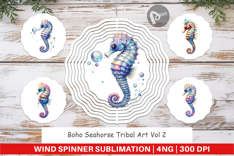 Boho Seahorse Tribal Wind Spinner