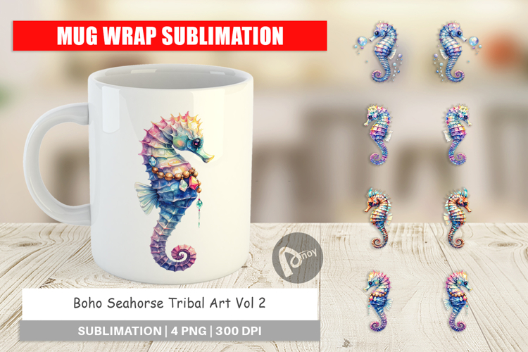 Boho Seahorse Tribal Mug Wrap