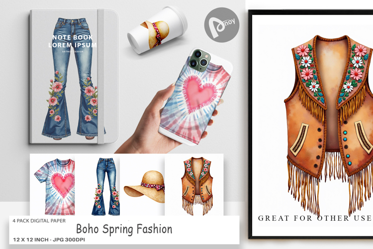 Boho Scrapbook Paper Image 5