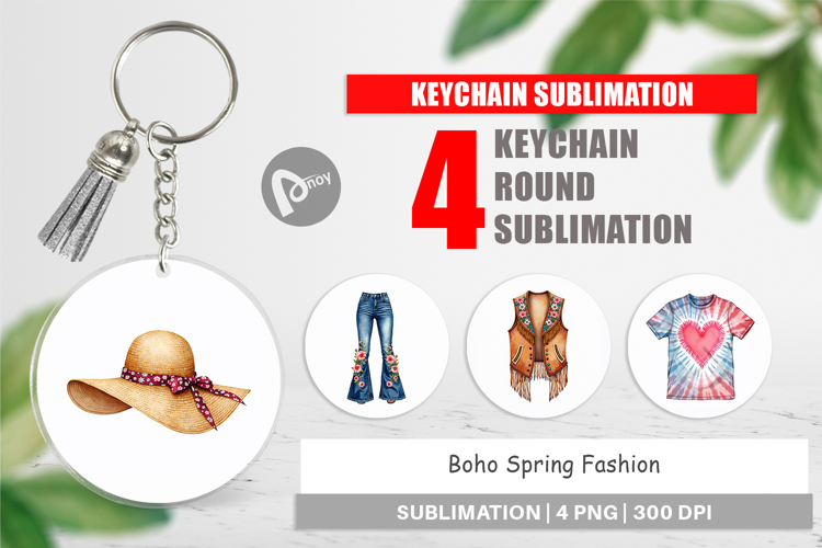Boho Spring Fashion 70s Keychain