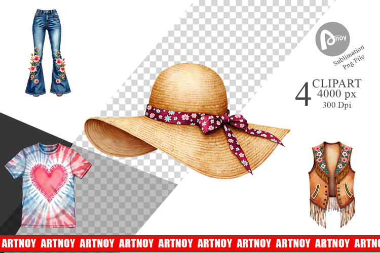 Boho Spring Fashion 70s Sublimation