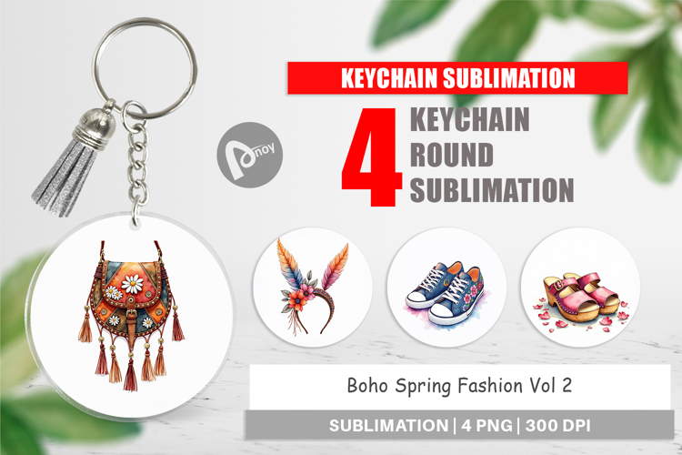 Boho Spring Fashion 70s Keychain