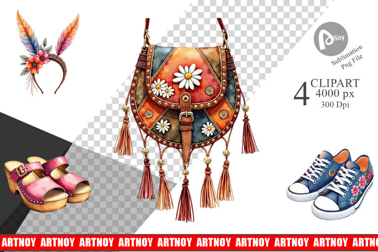 Boho Spring Fashion 70s Sublimation example image 1