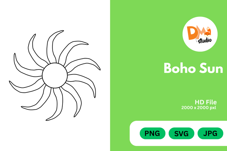 Boho Sun Clipart Image 4