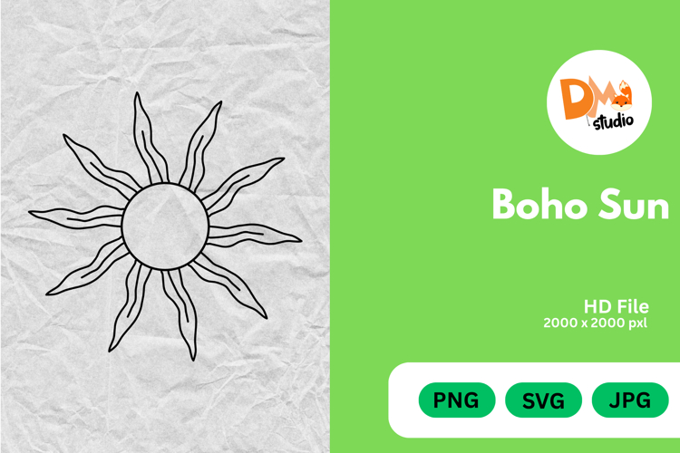Boho Sun Clipart Image 3