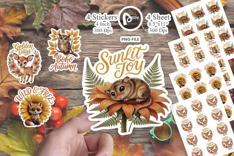 Sunflower Woodland Animal Sticker