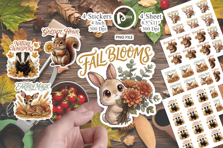 Sunflower Woodland Animal Sticker example image 1