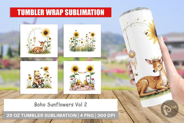 Tumbler Boho Sunflowers example image 1